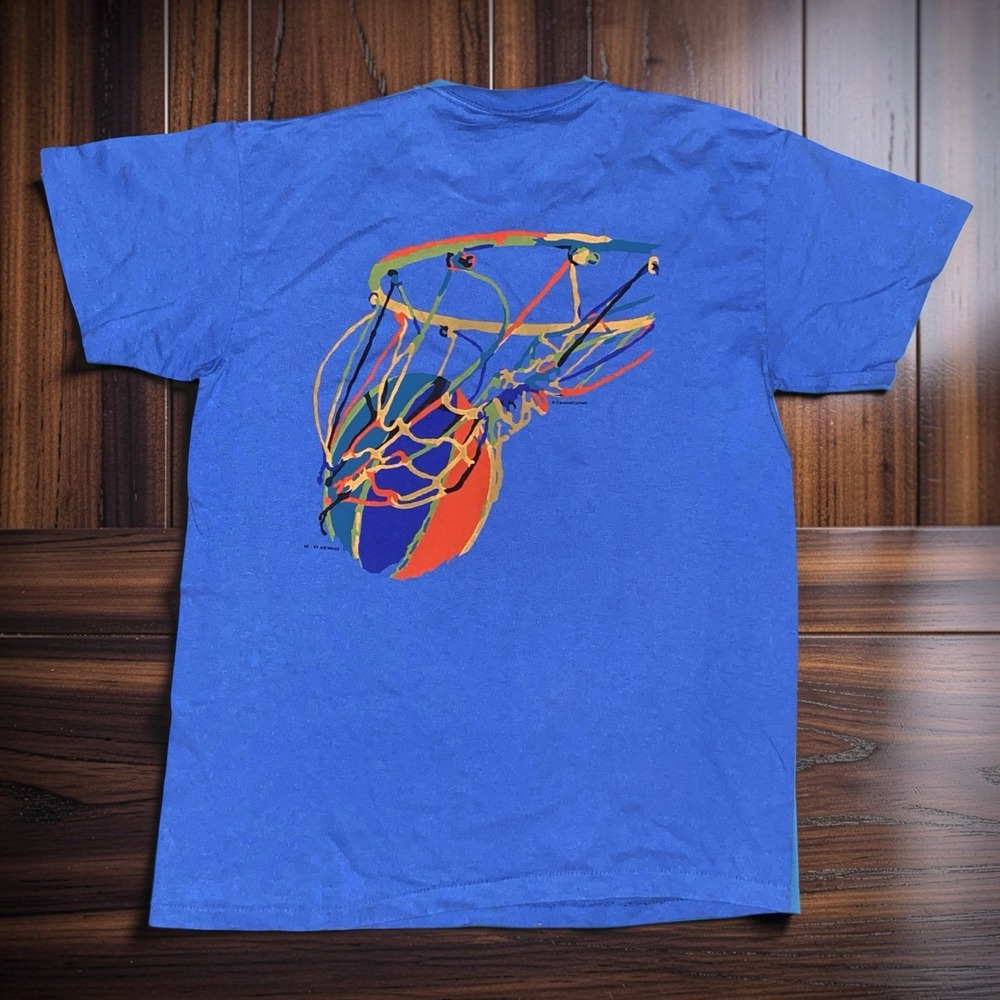 Vintage 90s Pop Art Andrew Carson Basketball T Shirt Size M ONEITA Single Stitch